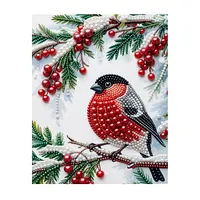 Snowy Pine Red Bird - Pearls Painting