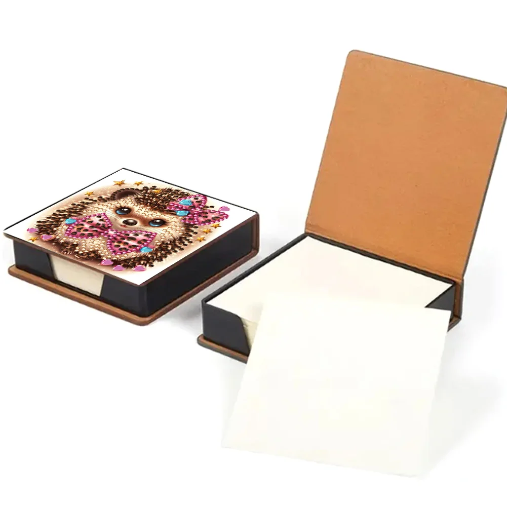 PU 5D Diamond Painting Kit Note Box DIY Diamond Art Notepad Box (Hedgehog)