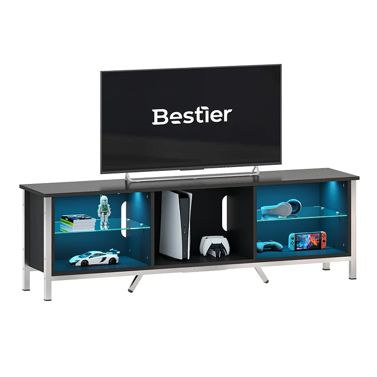 Bestier 70 Inch TV Stand with LED Light for 75 inch TV