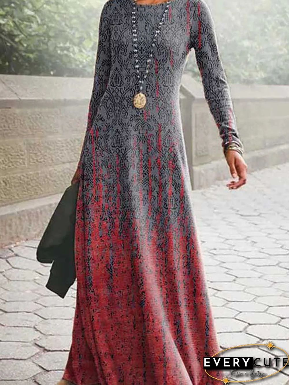 Abstract Casual Crew Neck Dresses