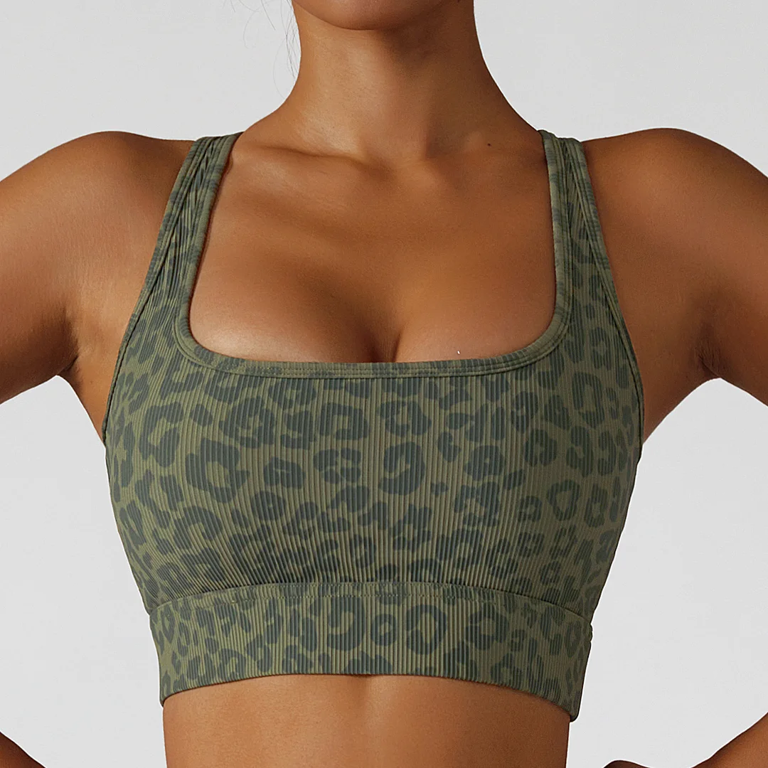 Striped suspenders sports bra