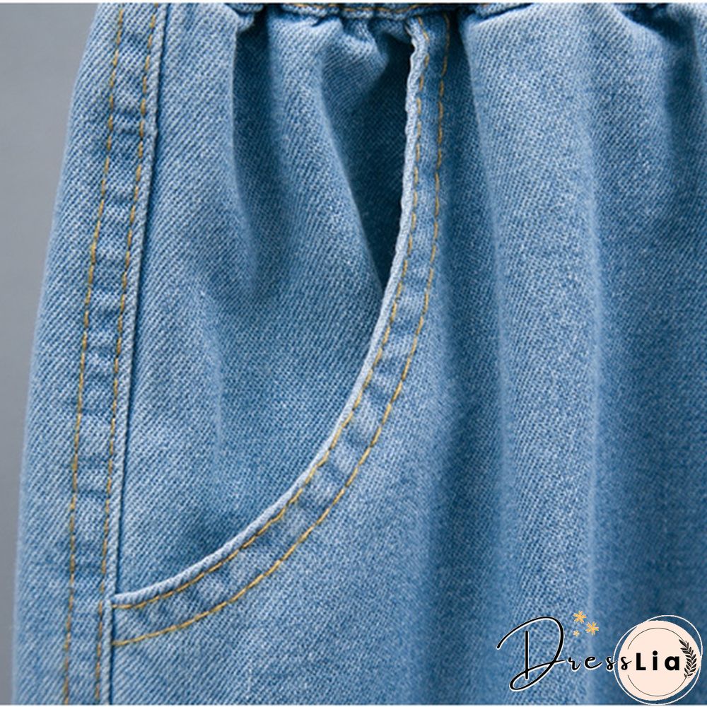 Women Denim Shorts Pants Mini Loose Causal Ruffle Elastic Waist Summer Plus Size