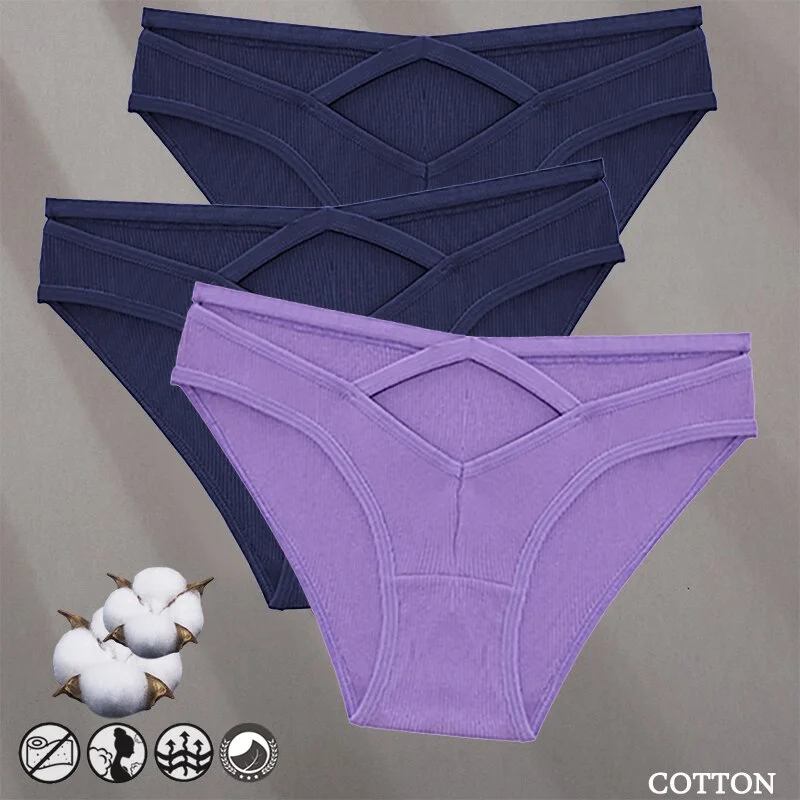 Billionm Women Sexy Cotton Underwear V-Waist Hollow Out Panties Briefs Solid Color Intimates Lingerie Female Comfortable Panty