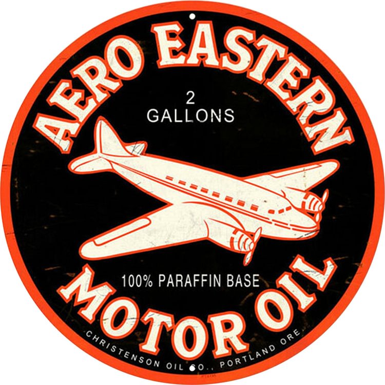 Aero Eastern Motor Oil - Round Vintage Tin Signs/Wooden Signs - 30x30cm