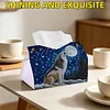 Wolf Diamond Painting Tissue Box 7.48x5.12Inch Diamond Art Tissue Box 5D Diamond Art Tissue Cover for Kitchen Restaurant Bar Office Parties