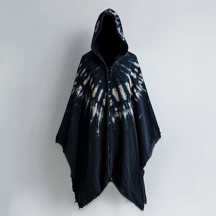 Tie dye hooded robe cape a16b
