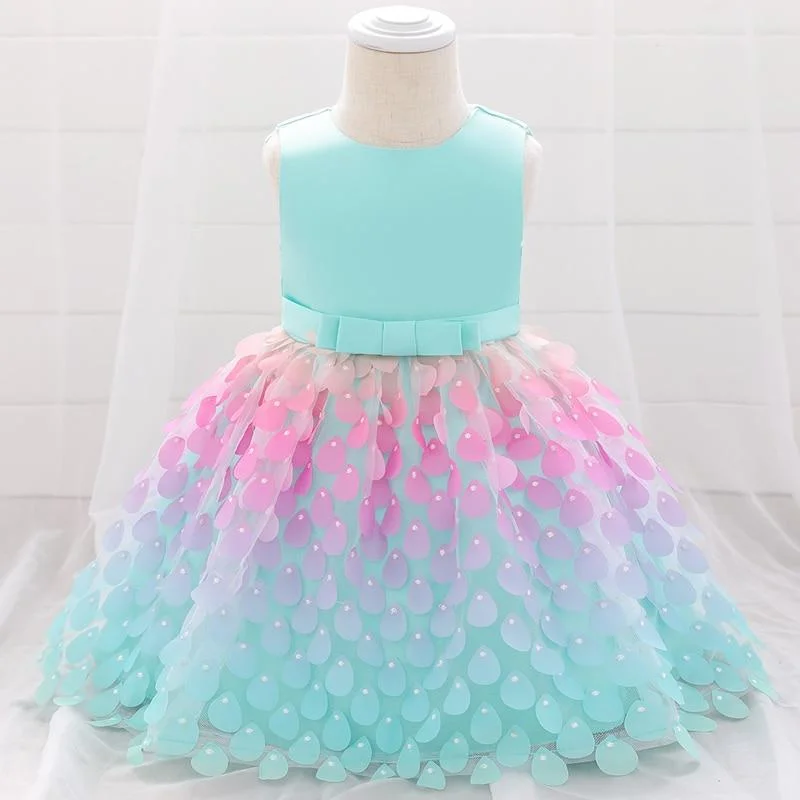 2021 Summer Little Mermaid Infant 1st Birthday Dress For Baby Girl Clothes Sequin Dress Princess Dresses Party Clothing Infant