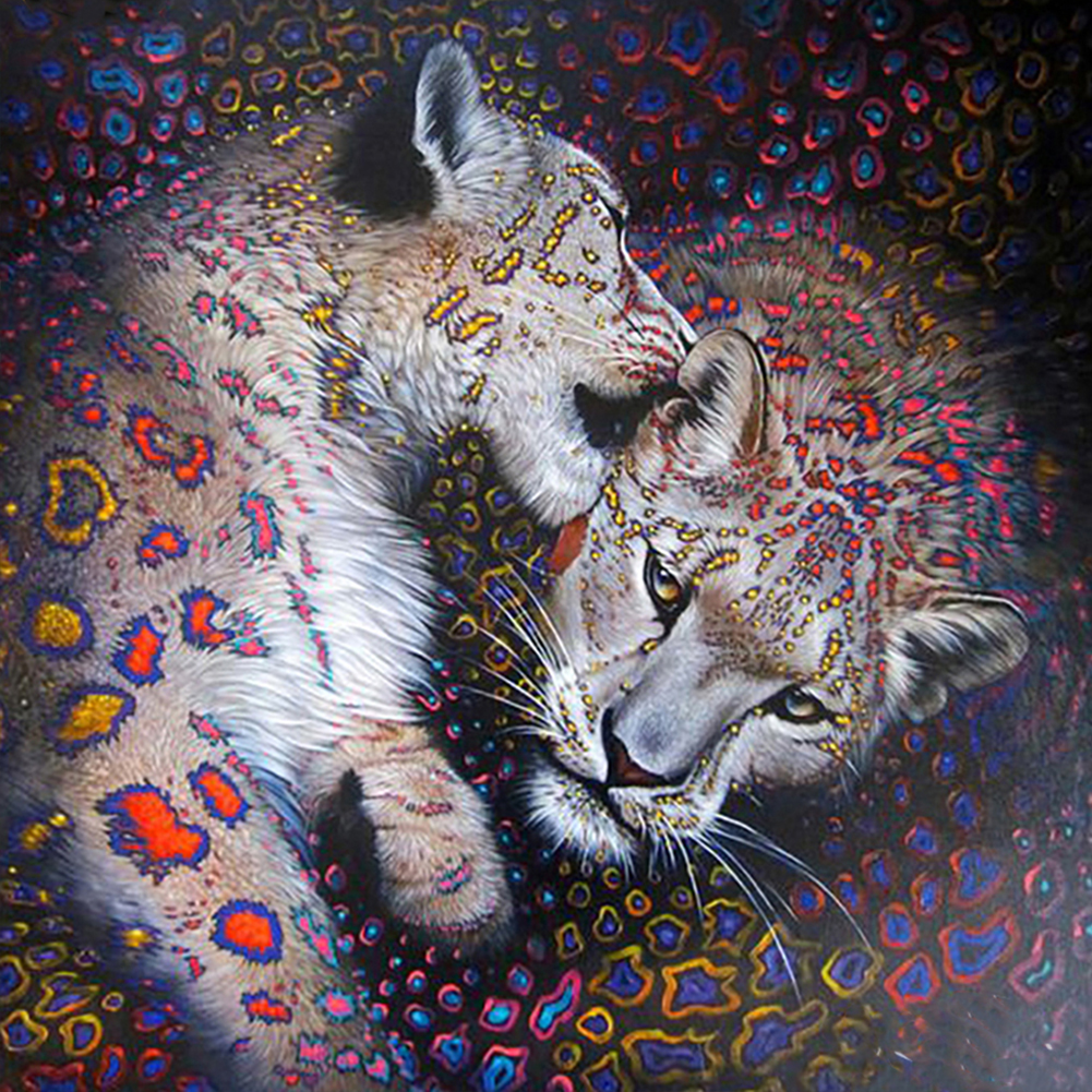 

30*30CM - Round Drill Diamond Painting - Pairs Leopards, 501 Original