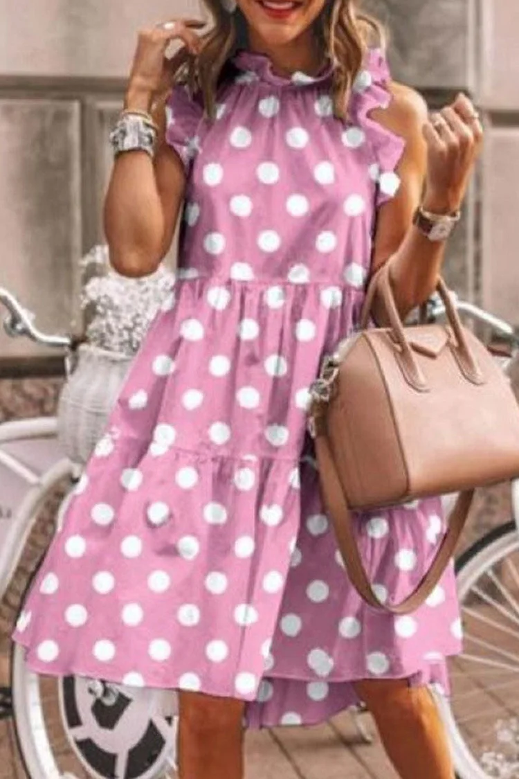Fashion Street Print O Neck A Line Midi Dresses(5 Colors)