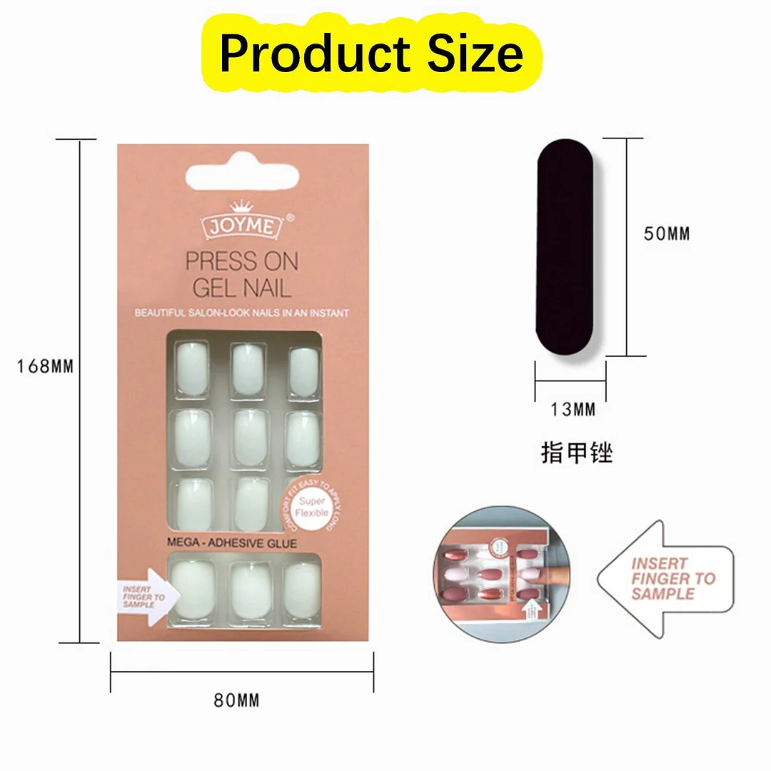 24Pcs Nails Art Fake Nail Tips False Press on Coffin with Glue Stick Designs Clear Display Short Set Full Cover Artificial Squar-Nail Inspo