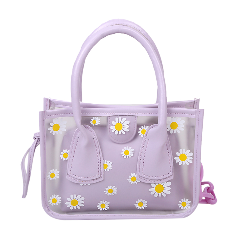 

Clear PVC Crossbody Bag Women Daisy PU Splicing Shoulder Handbag, Purple, 501 Original