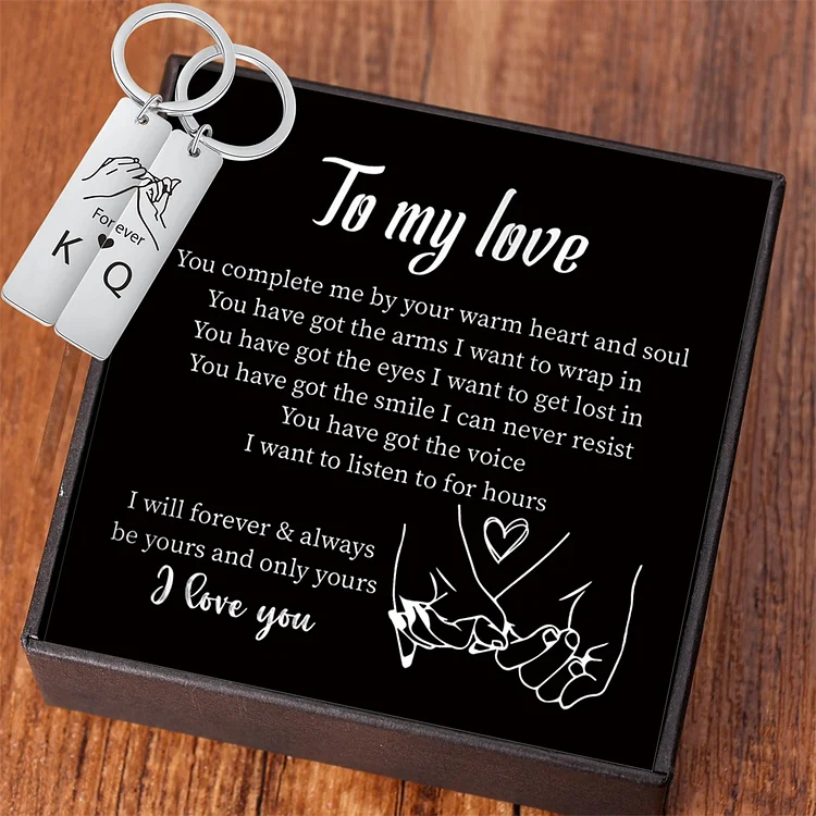 Personalized Pinky Promise Couple Keychain Set Engrave Name Heart Matching Couple Gifts