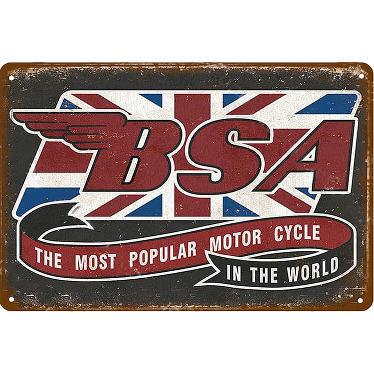 Motos BSA rétro - Enseigne Vintage Métallique/Enseignes en bois - 20*30cm/30*40cm