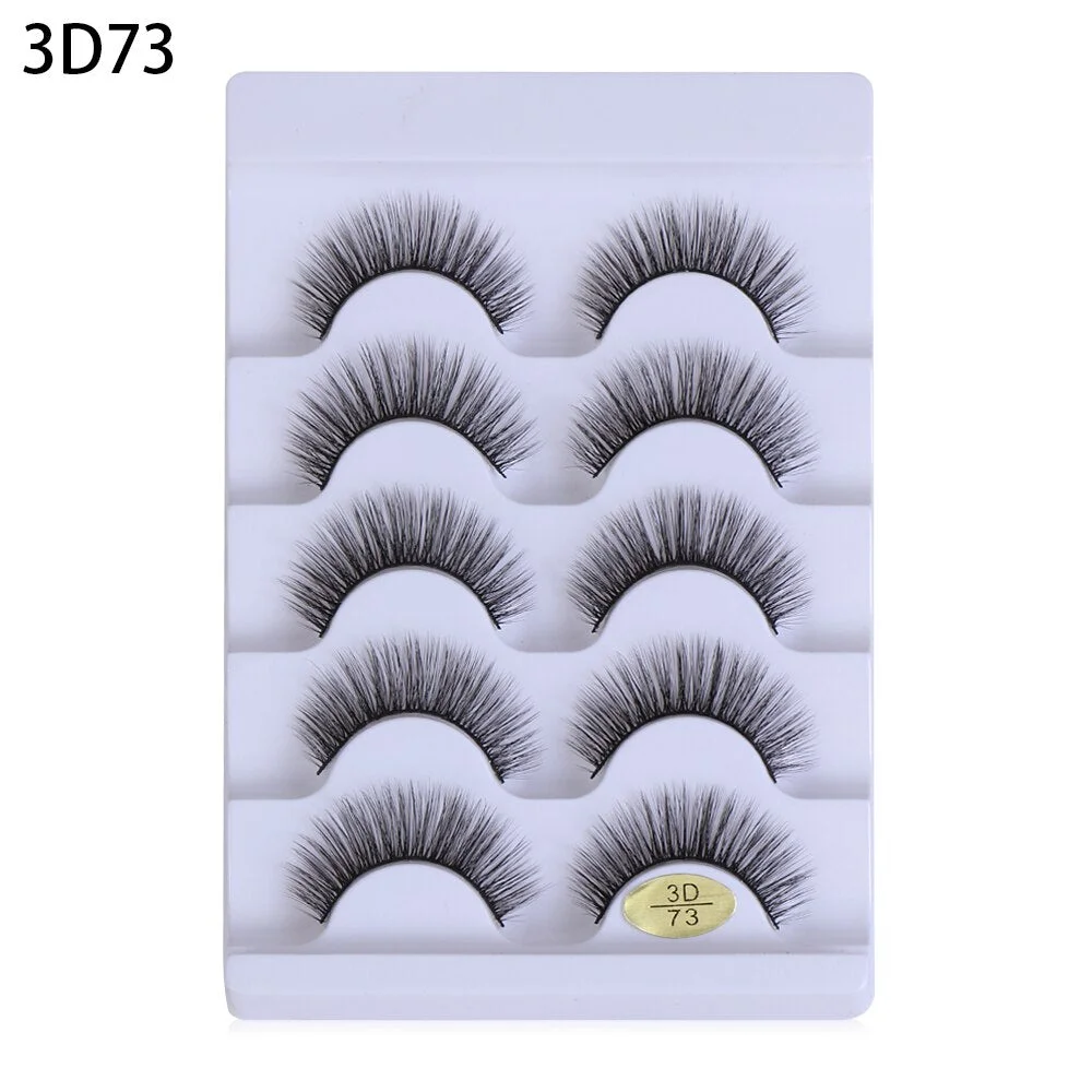 5 pairs of 3D artificial mink false eyelashes small bunch of fluff natural eyelashes manual eyelash extension tool NEW