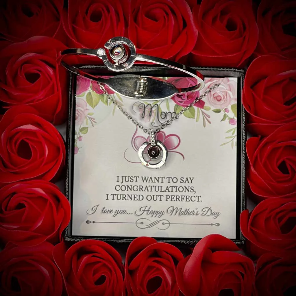 16 MINI ROSES JEWELRY BOX WITH LOVE NECKLACE SET