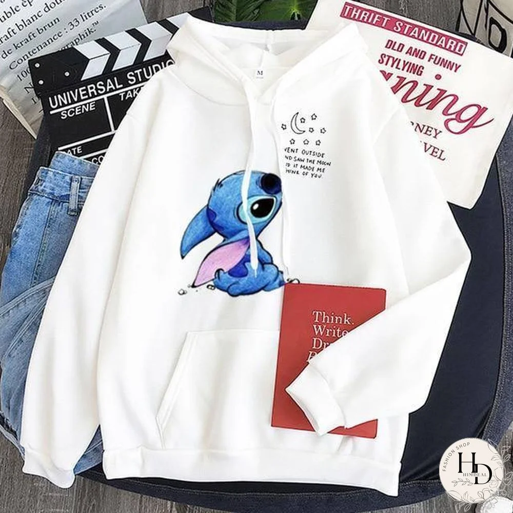 New Hoodie Sweatshirt Women Oversized cartoon Stitch Hoodie couple shirt versatile Sweatshirt Winter Long Sleeve Tops Hoodies
