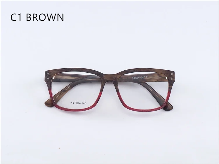 EAGWOO Men Wooden Looking Aceate Eyeglasses Square Full Rim Optical Frame Prescription Spectacle With Spring Temple New 1930