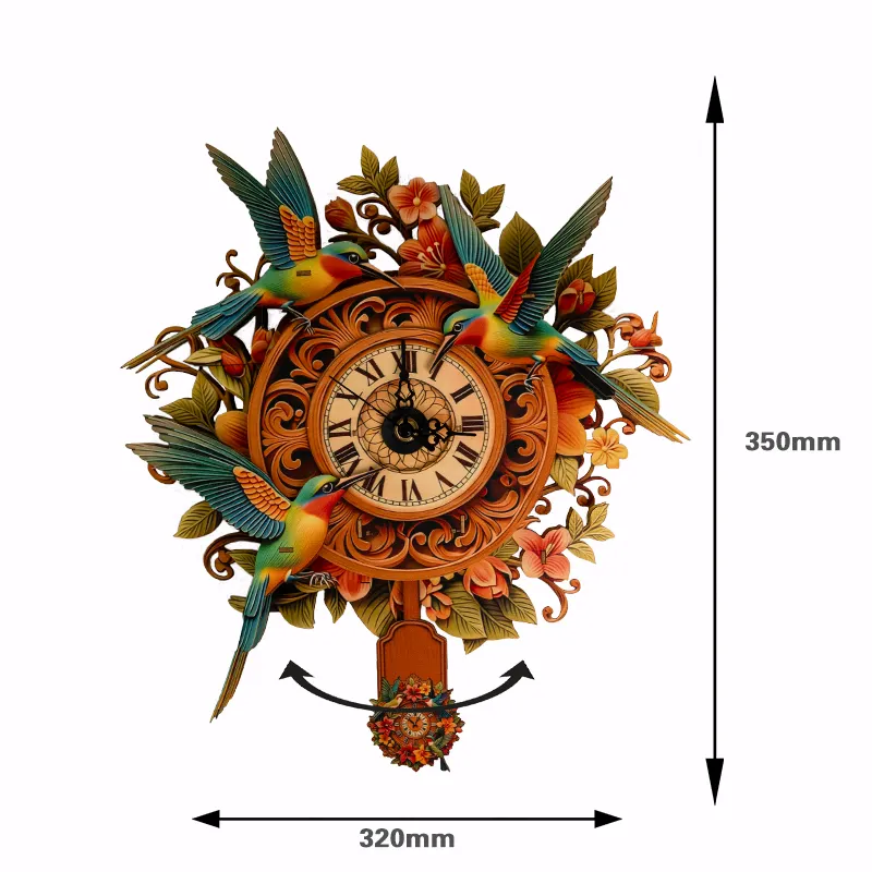 Blooming Hummingbird Wooden Clock Puzzle