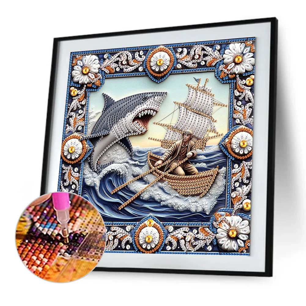 Diamond Painting - Partial Special Shaped Drill - Shark(Canvas|30*30cm)