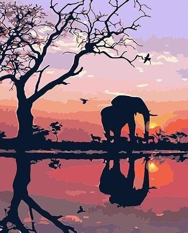 

Elephant in the Sunset – Paint By Numbers - 40*50CM, 501 Original