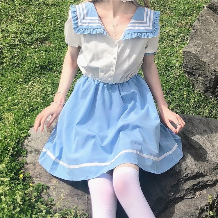 Lovely Sweet Fashion Girl Pastel Blue Dress SP16186