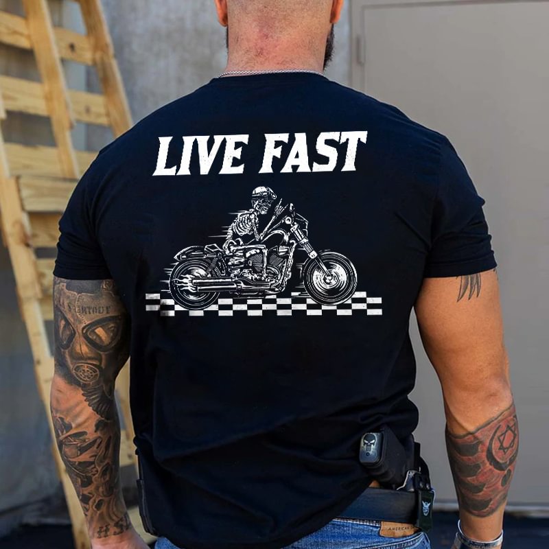 Livereid Live Fast Skull Printed Men's T-shirt - Livereid