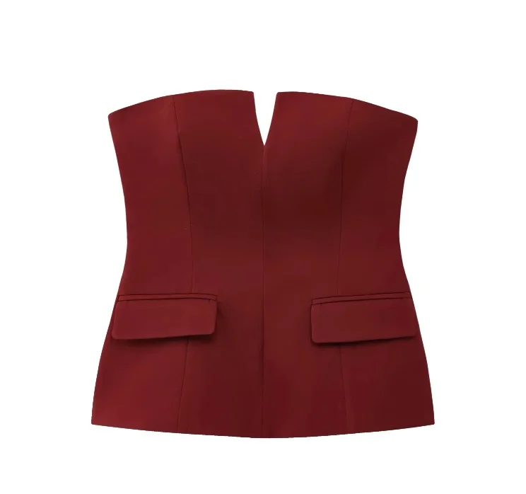 Nigikala Nigikala Women's Clothing INS Net Red Explosion Without Shoulder Strap Short Thoracic Top