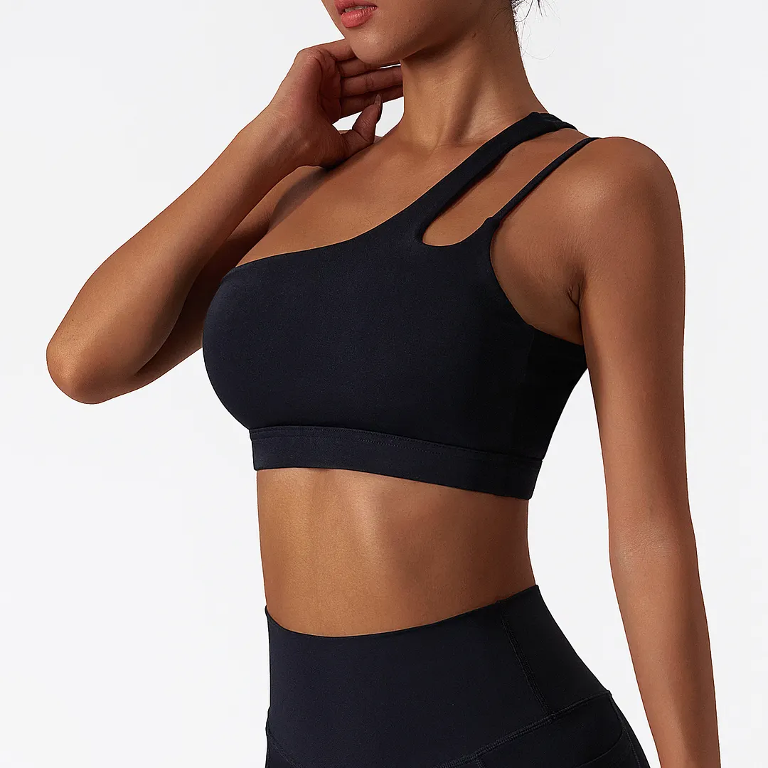 Buy Black different colors and types of liquid naked feeling buttery soft comfort breathable thin opaque lightweight high support workout bra with pads on Hergymclothing