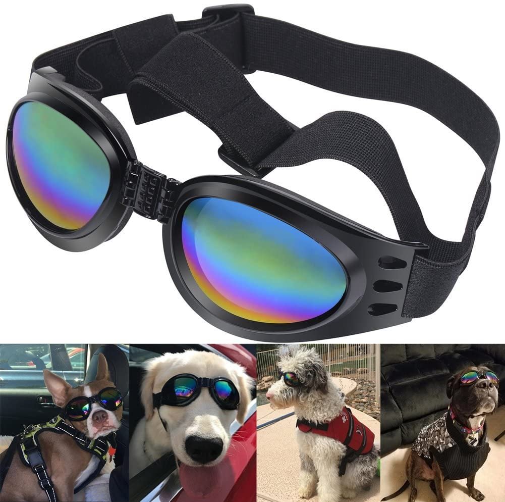 Dog Goggles Eye Wear Protection Waterproof Pet Sunglasses for Dogs About Over 15 lbs - vzzhome