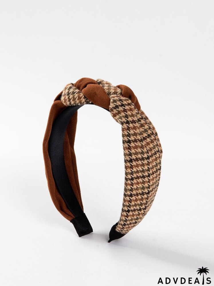 Houndstooth Print Wide Headband