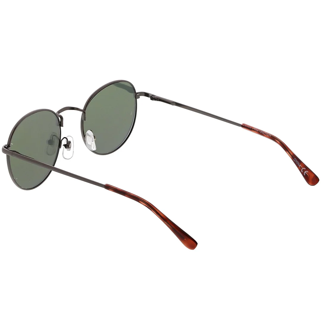 Classic Slim Metal Round glasses With Color Mirrored Flat Lens 50mm