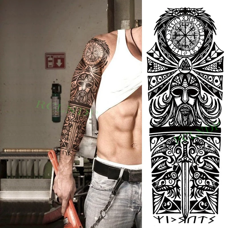 Waterproof Temporary Tattoo Sticker Anubis Ancient Egypt Dog Roma Clock Eye Full Arm Fake Tatto Flash Tatoo Sleeve for Men Women