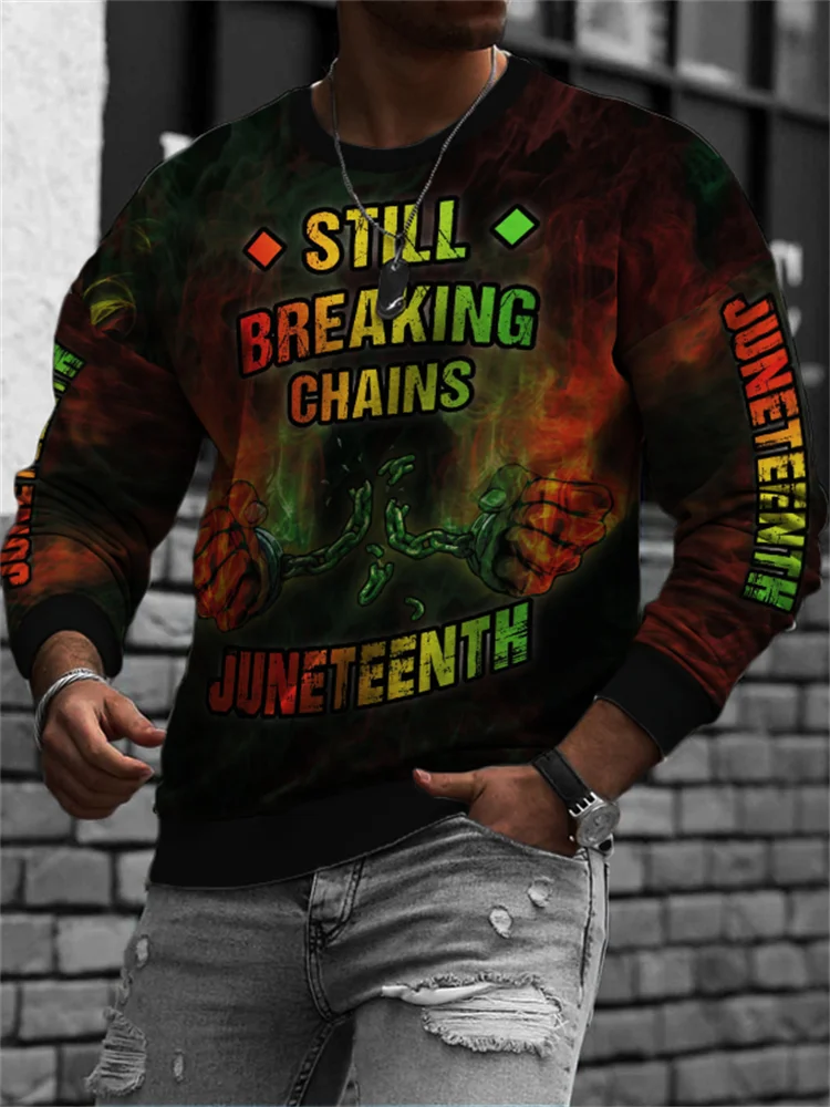 BrosWear Men's Juneteenth Still Breaking Chains Smoky Graphic Sweatshirt