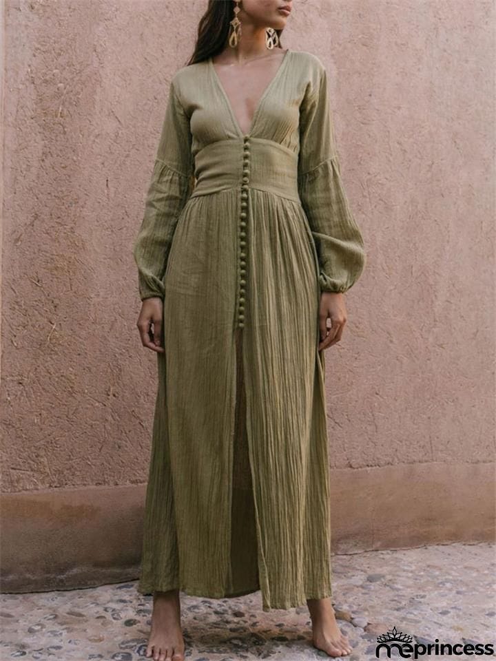 French Style Long Sleeve Maxi Dress