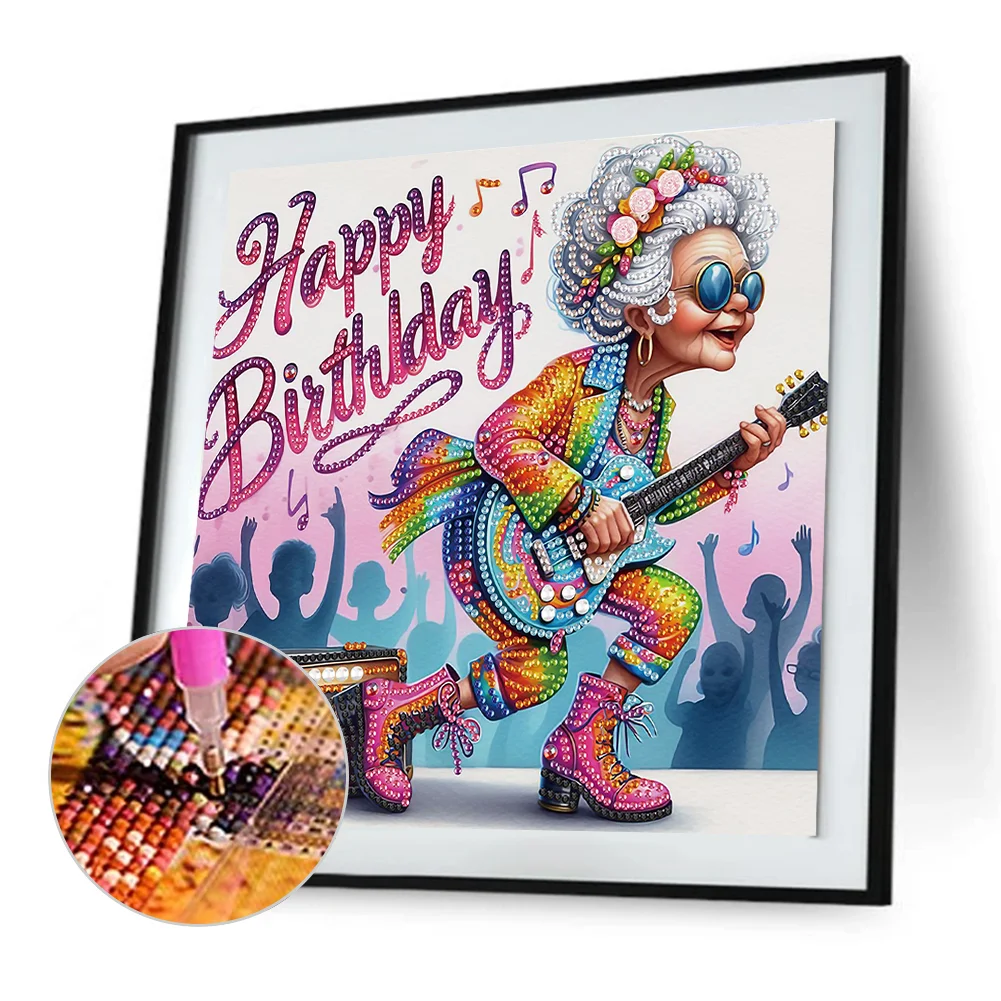 Diamond Painting - Partial Special Shaped Drill - Funny Granny(Canvas|30*30cm)