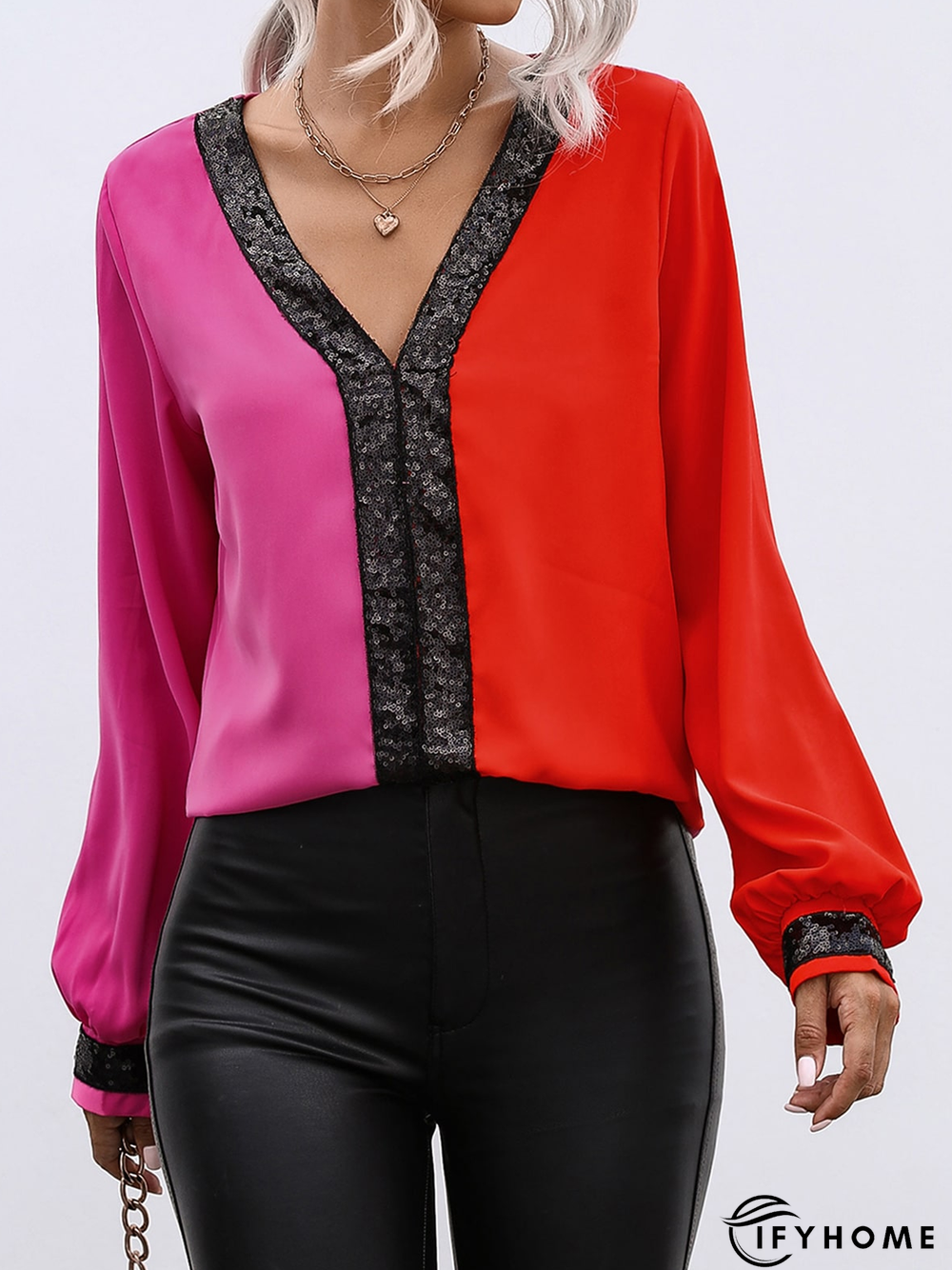 Plain Loose Casual Glitter Top | IFYHOME