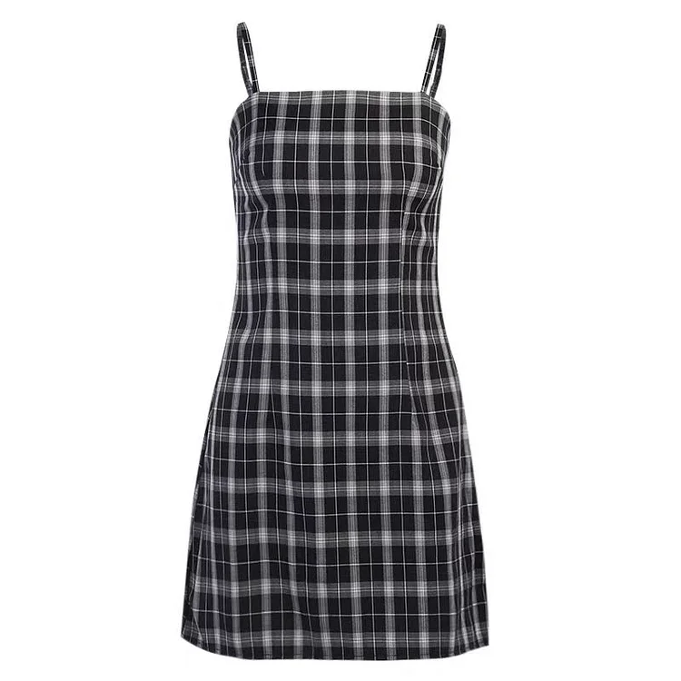 Retro Plaid Slim Dress