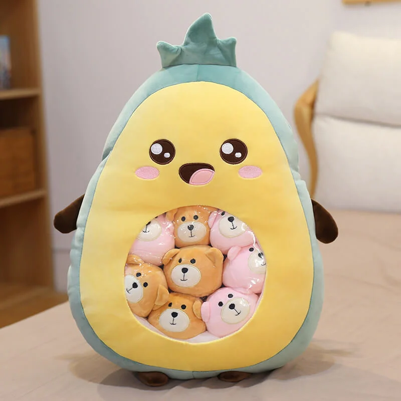 Mewaii® 12 in Kawaii Plush Pack With 8 Small Plushies Banana/AvocadoStrawberry/Carrot Plushies Soft Pillow Stuffed Plush Toys