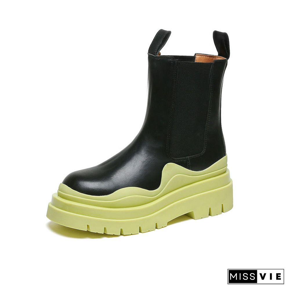 Slip-On Colorblock Platform Boots