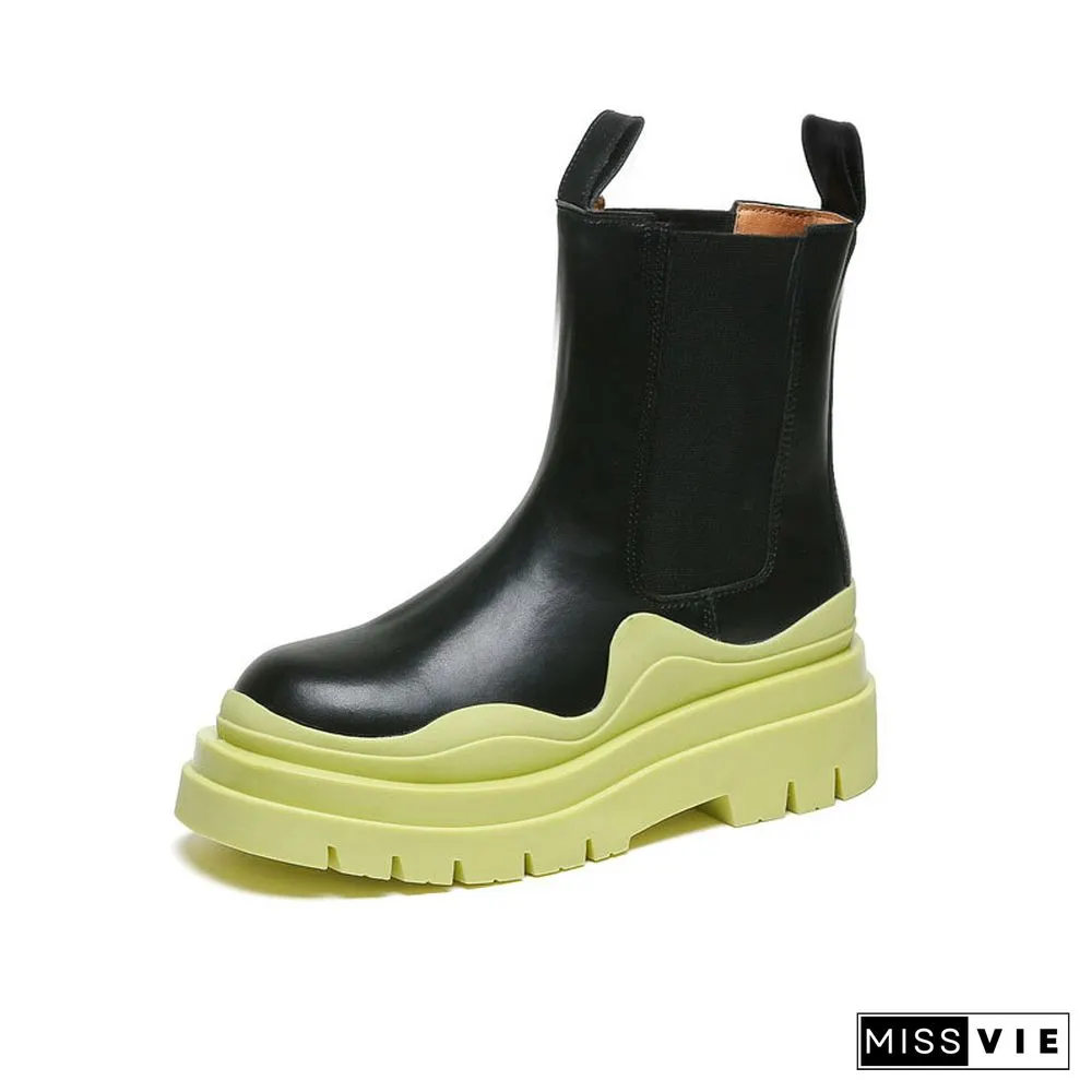 Slip-On Colorblock Platform Boots