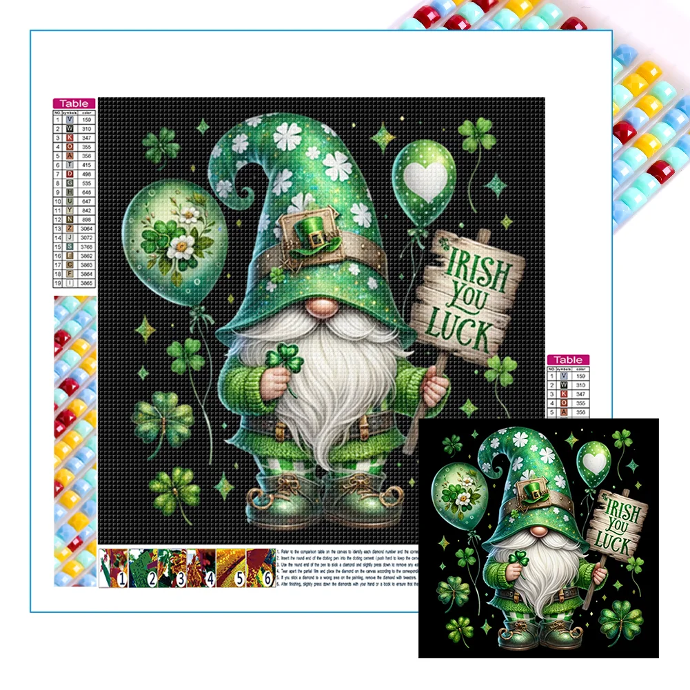 Diamond Painting - Full Square Drill - St. Patrick Day Gnome(Canvas|45*45cm)