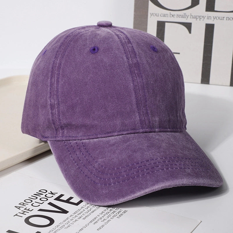 Korean-style Retro Distressed Washed Soft Cotton Baseball Cap Trendy Men’s And Women’s Street Light Plate Curved Eaves Hip-hop Duck Tongue Hat