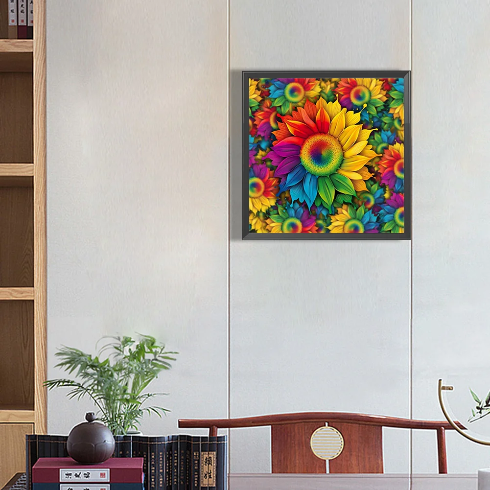 Partial AB Diamond Painting - Full Round Drill - Rainbow Gerbera(Canvas|45*45cm)