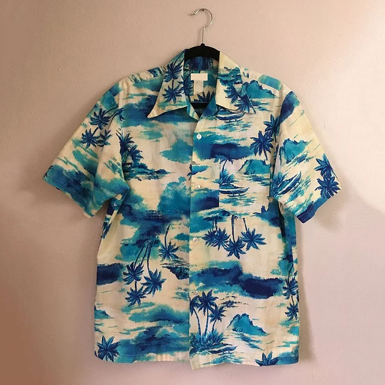 Simpfit Herren-Retro-Shirt mit Kokosnussbaum-Aquarell-Kunstdruck