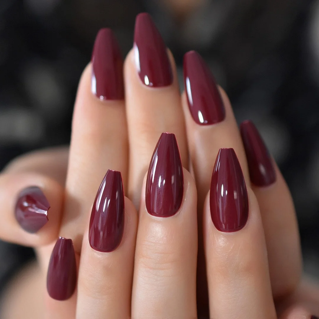 Medium Nails Glossy Manicure Fake Nails Coffin Pure Color Chooseful UV Nails False Fingernails Tips Supplies For Profrssionals-Nail Inspo