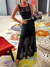 Crochet See-Through Sleeveless Maxi Dress
