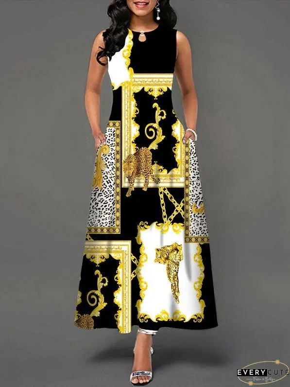 Dresses Casual Print Pocket Sleeveless Dress for Women