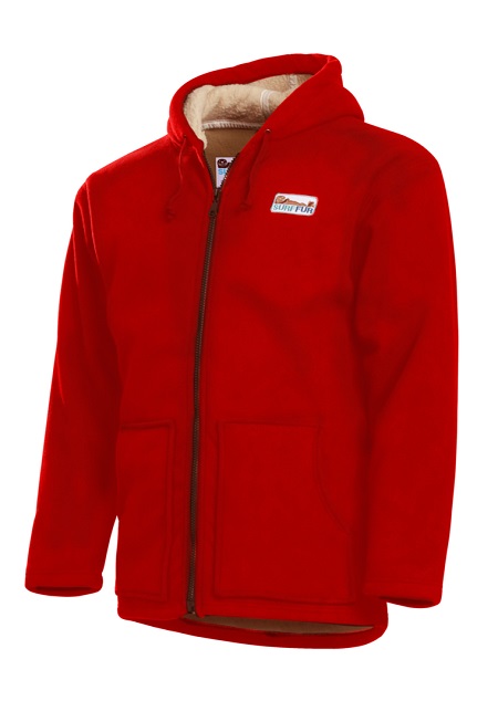 Red parka jacket