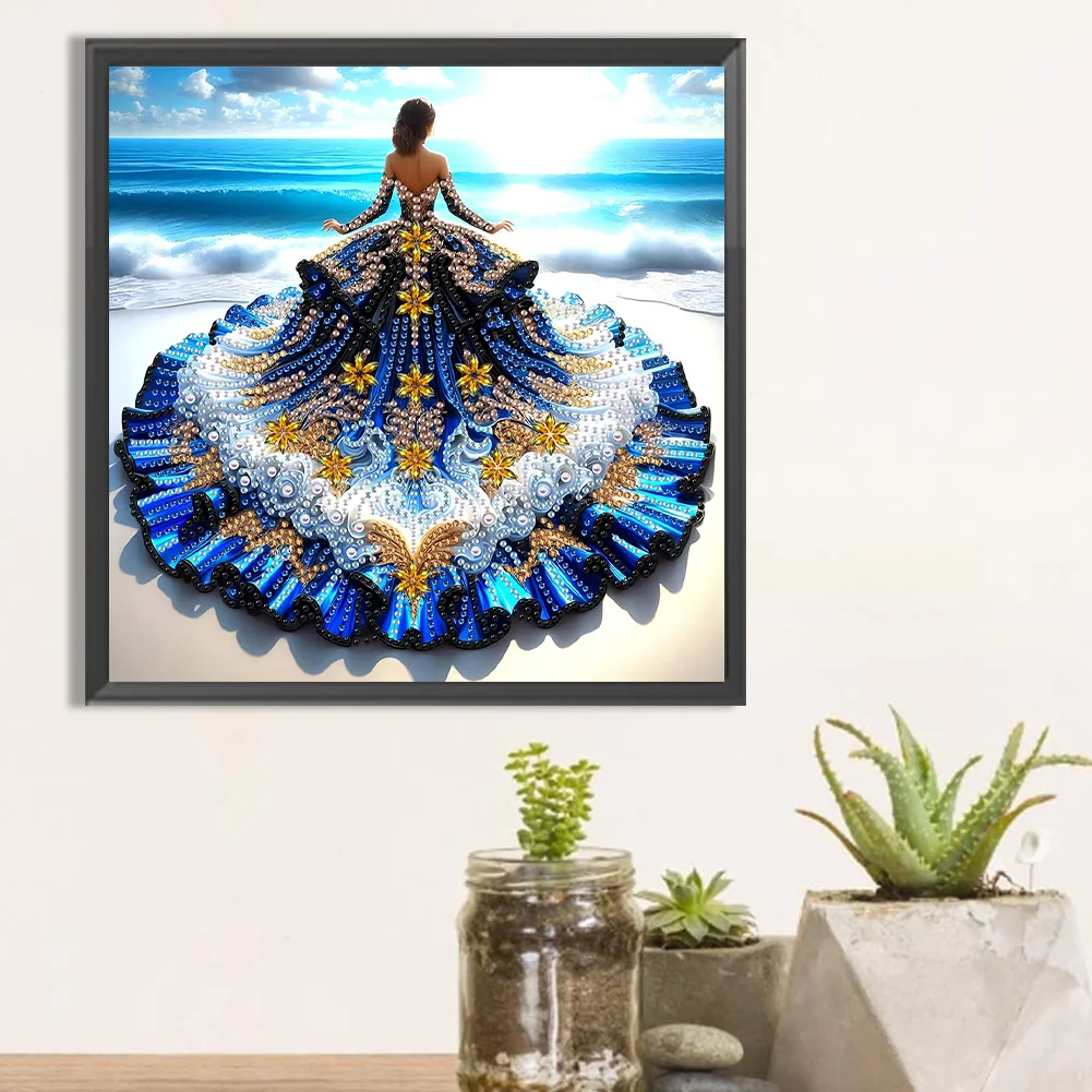Diamond Painting - Partial Special Shaped Drill - Gorgeous Skirt Girl(Canvas|30*30cm)