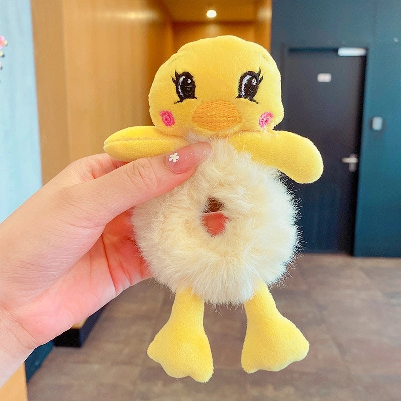 Cute Cartoon Plush Bear Hair Ring No Hurt Hair Headwear Children’s Hair Rope Korean Ball Head Rubber Band Bag